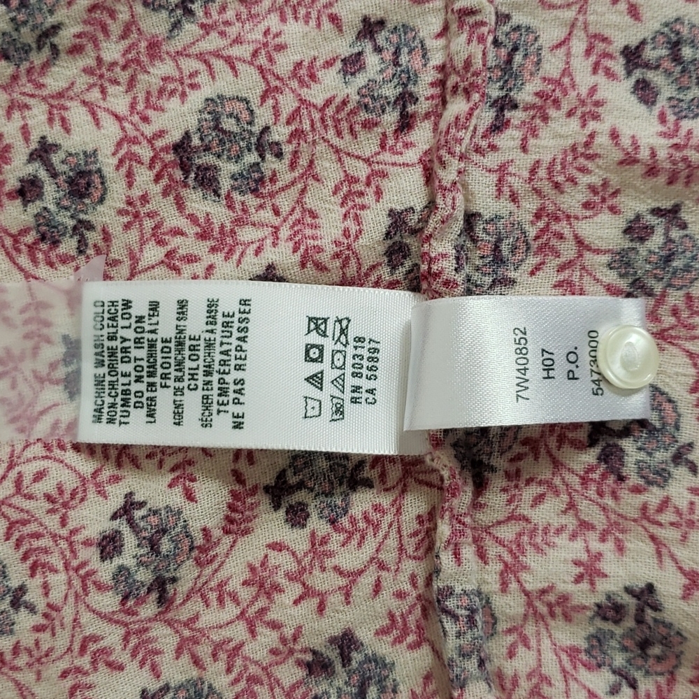Lucky Brand Women's Red White Black Floral Button Top, XS - Picture 9 of 9